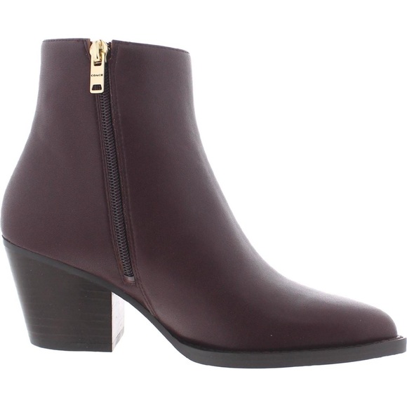 Coach Women Pacey Slip On Pointed Toe Ankle Booties- New In Box - Dark Cranberry - Picture 3 of 16